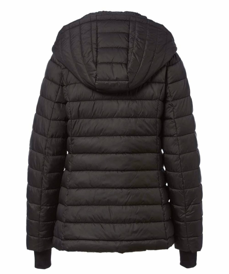 Women * | Promo Jessica Simpson Black Hooded Puffer Coat Women