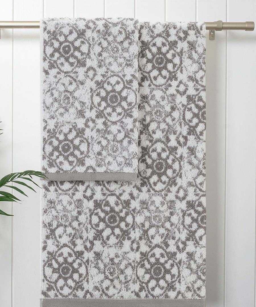 Home & Garden * | Top 10 Jessica Simpson Aziza Collection Skyrocket Gray Arabesque Bath Towel Set Of Four For Home & Garden