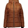 Women * | Cheap Jessica Simpson Cognac Hooded Faux Fur Puffer Coat Women & Plus