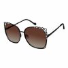 Women * | Hot Sale Jessica Simpson Black & Amber Fade Rhinestone Cat-Eye Sunglasses For Women