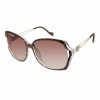 Women * | Flash Sale Jessica Simpson Tortoise Crystal & Amber Fade Oversize Sunglasses For Women