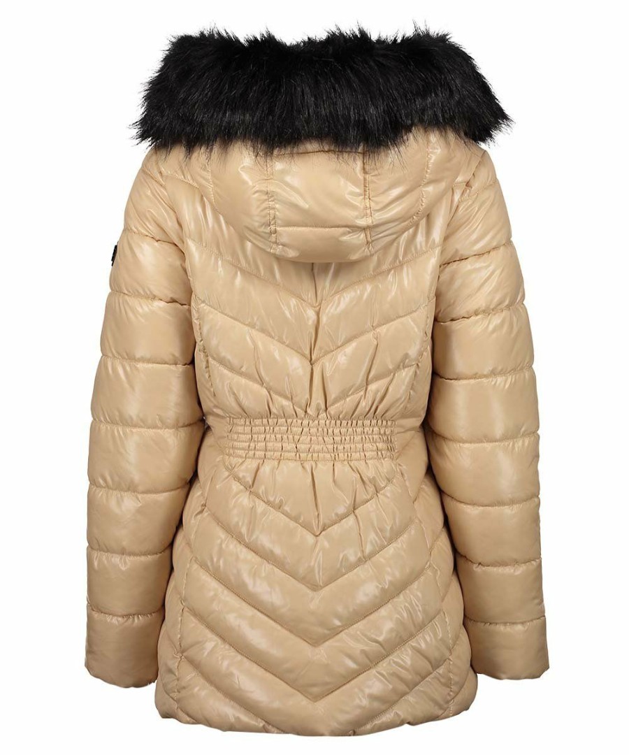 Women * | Flash Sale Jessica Simpson Beige Hooded Hooded Puffer Parka Women & Plus