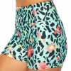 Women * | Outlet Jessica Simpson Ice Green & Black Animal Floral 3" Tummy-Control Hottie Shorts Women