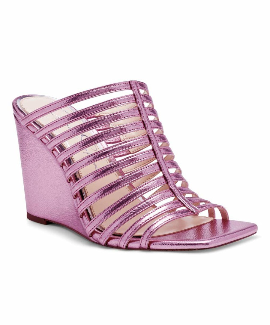 Women * | Cheap Jessica Simpson Meta Pink Strappy Wedge Sandal Women