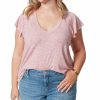 Women * | Hot Sale Jessica Simpson Desert Rose Flutter-Sleeve Top Plus For Womens Plus