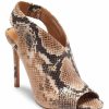 Women * | Outlet Jessica Simpson Taupe & Black Baja Snake-Embossed Jelinsia Wrap Open-Toe Bootie Women