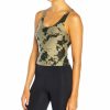 Women * | New Jessica Simpson Army Green & Beige Tie-Dye Fitted Sana Scoop Neck Tank Women