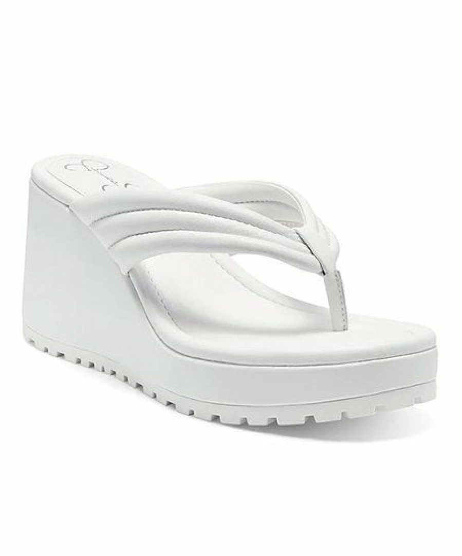 Women * | Flash Sale Jessica Simpson Bright White Kemnie Wedge Sandal Women