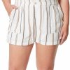 Women * | Flash Sale Jessica Simpson Ecru & Dusty Orange Stripe Smocked Pocket Shorts Plus For Women