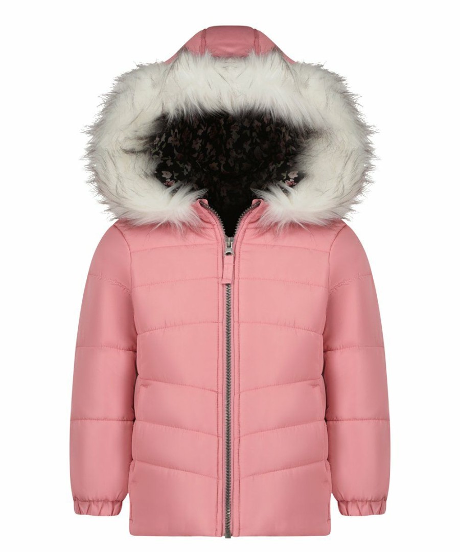 Women * | Coupon Jessica Simpson Pink Heavyweight Hooded Puffer Coat Toddler & Girls For Kids