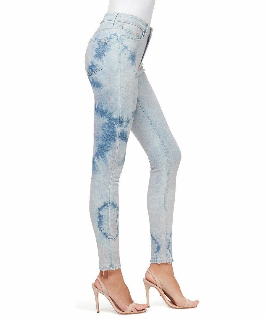 Women * | Budget Jessica Simpson Light Blue Colors Everywhere Tie-Dye Frayed-Hem Kiss Me Crop Skinny Jeans Women