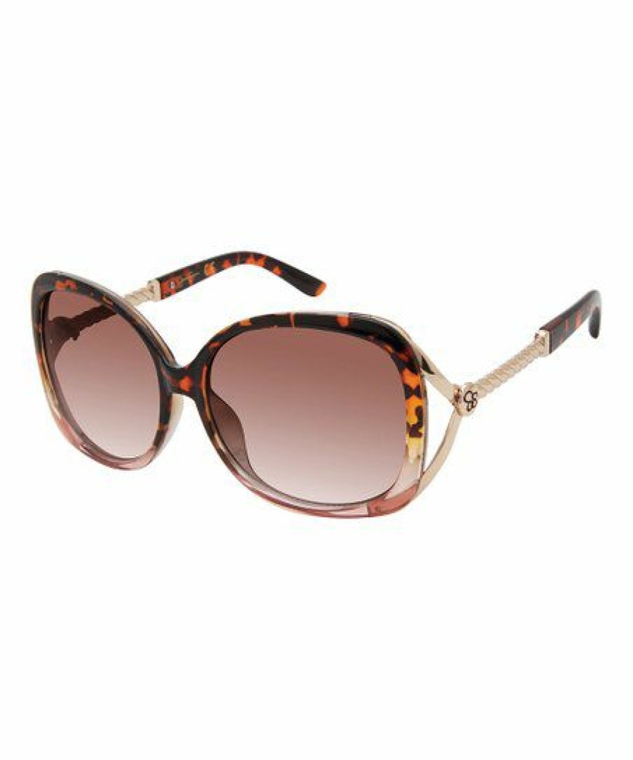 Women * | Best Pirce Jessica Simpson Tortoise & Rose Vented Oversize Sunglasses For Women