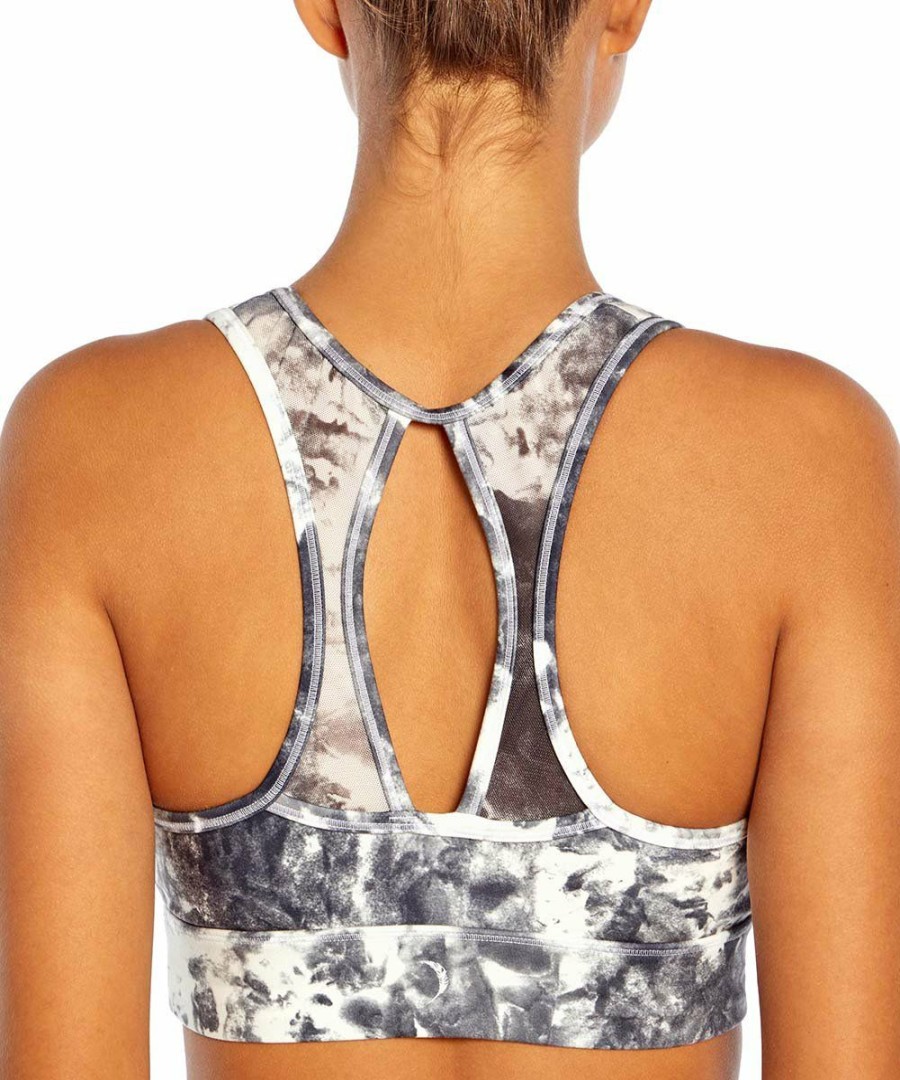 Women * | Cheapest Jessica Simpson Black & White Tie-Dye Mackenzie Sport Bra For Women