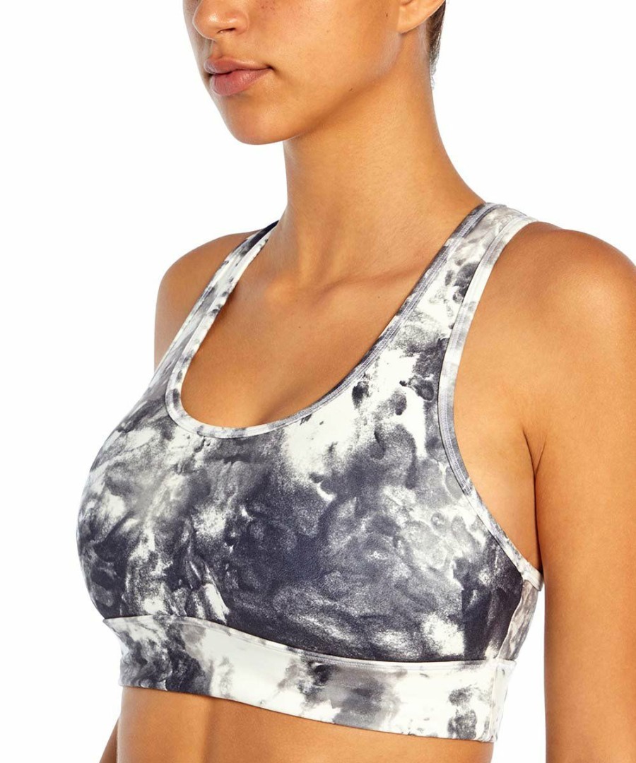 Women * | Cheapest Jessica Simpson Black & White Tie-Dye Mackenzie Sport Bra For Women