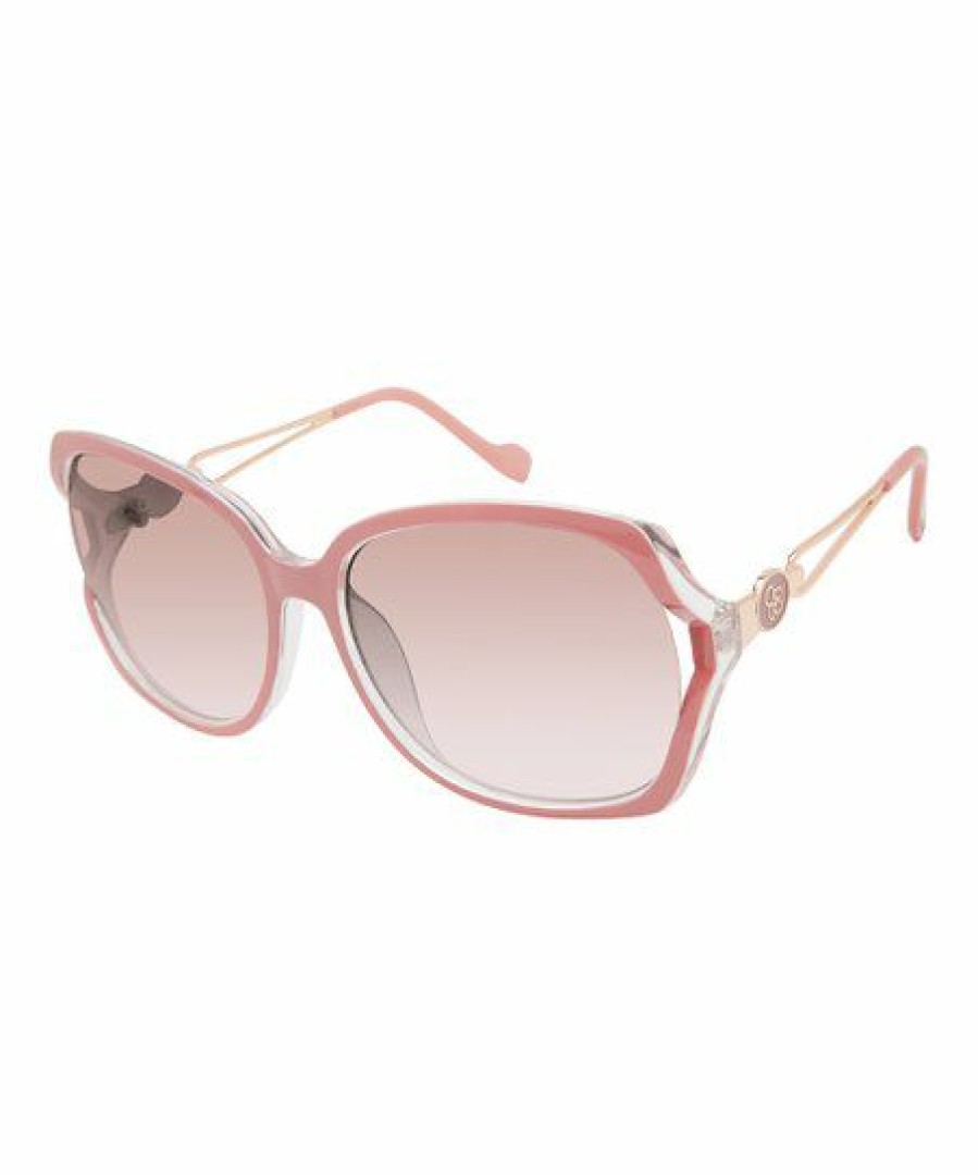 Women * | Cheap Jessica Simpson Rose Crystal & Pink Oversize Sunglasses For Women