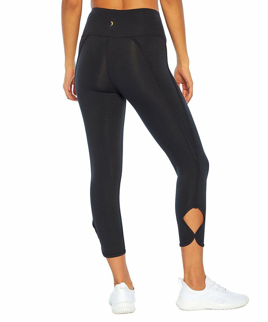 Women * | Coupon Jessica Simpson Black Cutout Aiden 22" Capri Leggings Plus For Women