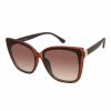 Women * | Hot Sale Jessica Simpson Matte Brown & Amber Cat-Eye Sunglasses For Women