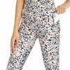 Women * | Buy Jessica Simpson White Animal Print Tummy Control 22" Pocket Capri Leggings Women