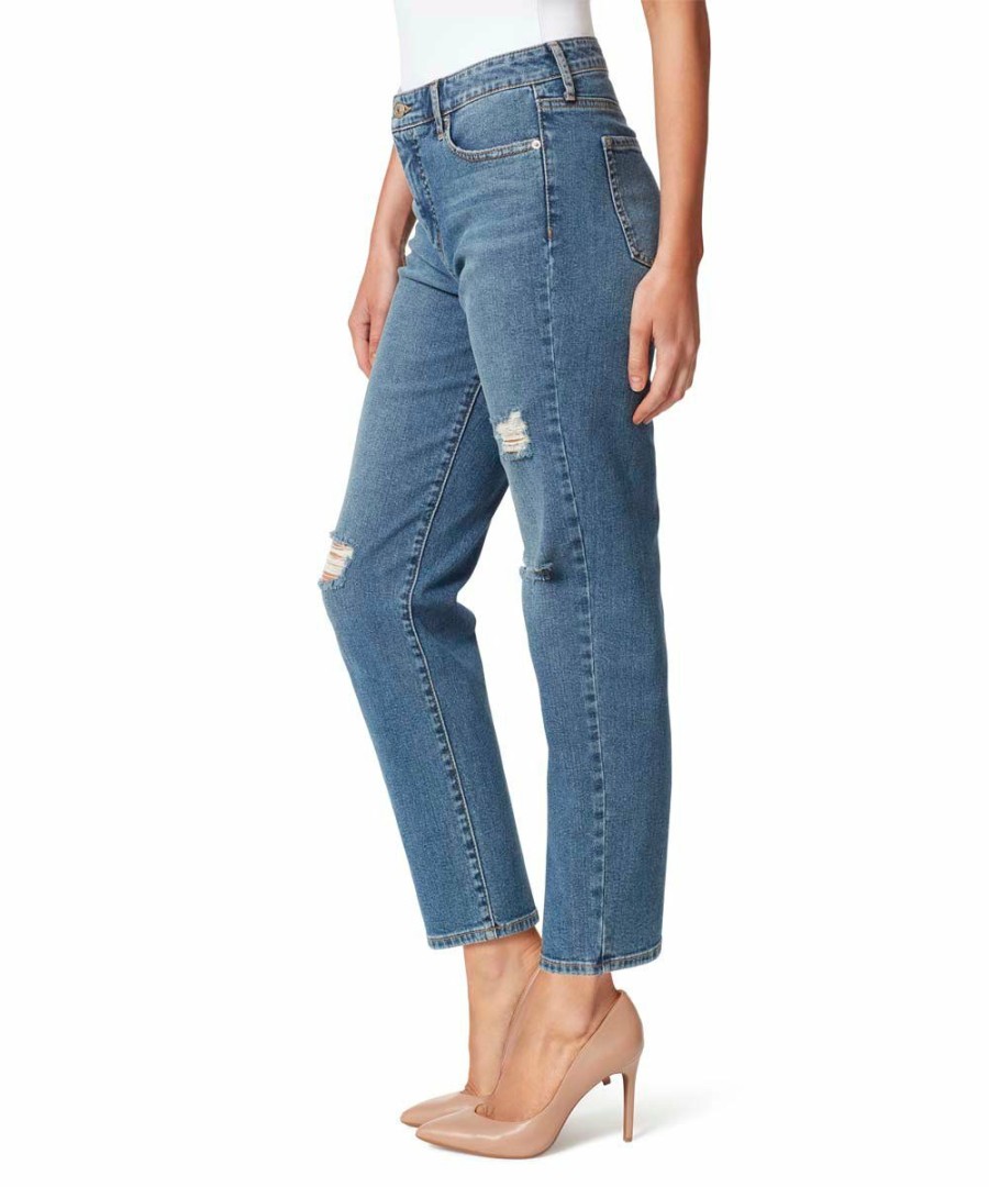 Women * | Deals Jessica Simpson Blue Distressed Spotlight High-Rise Jeans Women