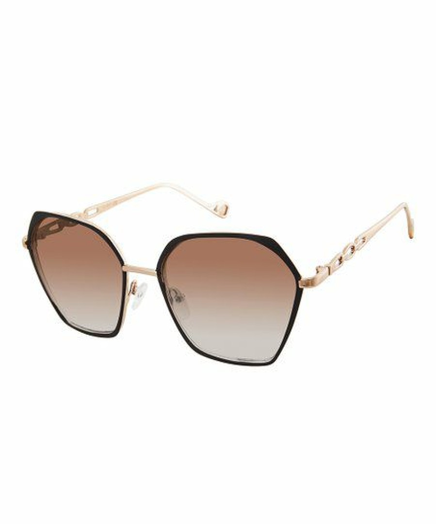 Women * | Brand New Jessica Simpson Goldtone & Black Oversize Sunglasses For Women