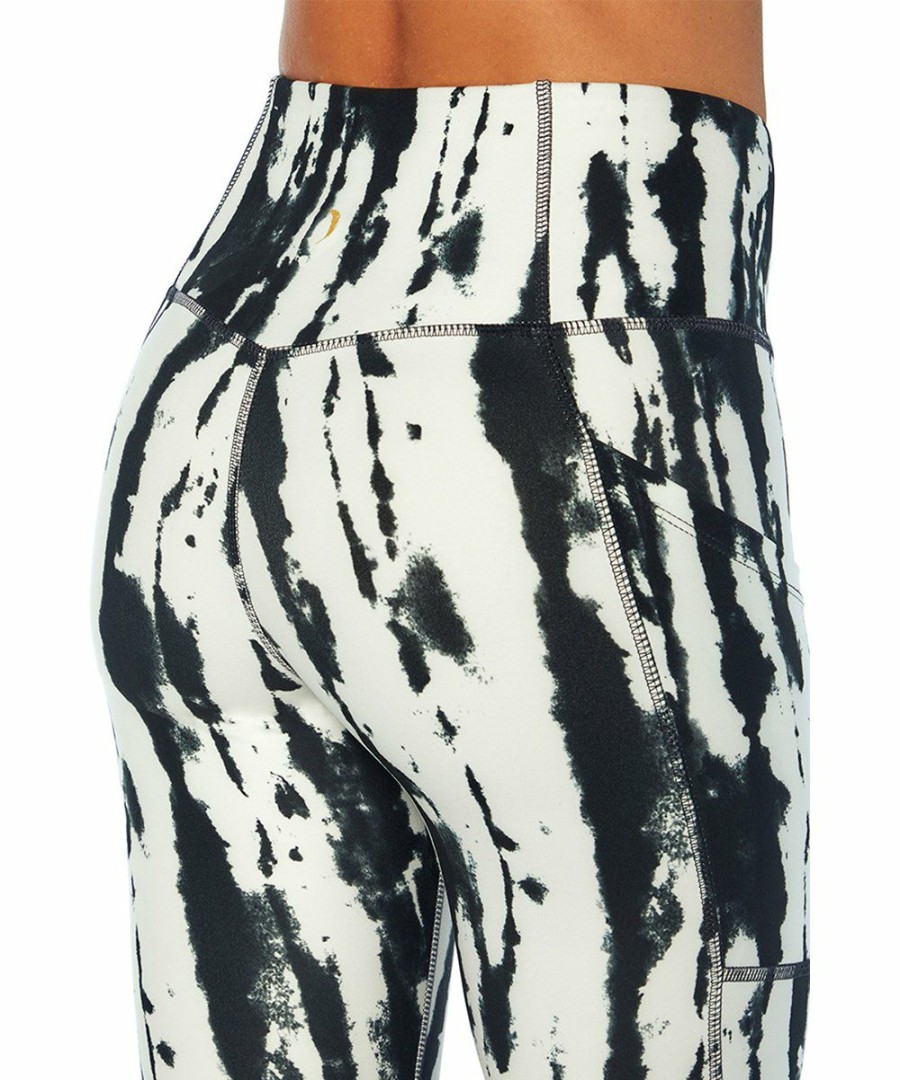 Women * | Best Reviews Of Jessica Simpson White & Black Splatter Tie-Dye Tummy-Control Pocket 22" Leggings Women