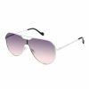 Women * | Discount Jessica Simpson Silvertone & Black Modified Aviator Sunglasses For Women