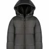 Women * | Top 10 Jessica Simpson Black Heavyweight Zip-Up Cire Hooded Puffer Coat Girls For Kids