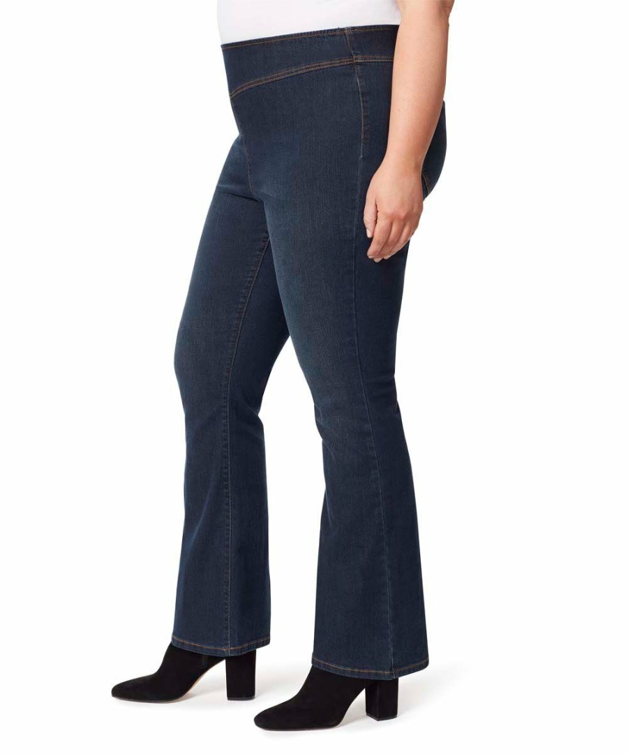 Women * | Deals Jessica Simpson Dark Blue Pocket Flare Jeans Plus For Women