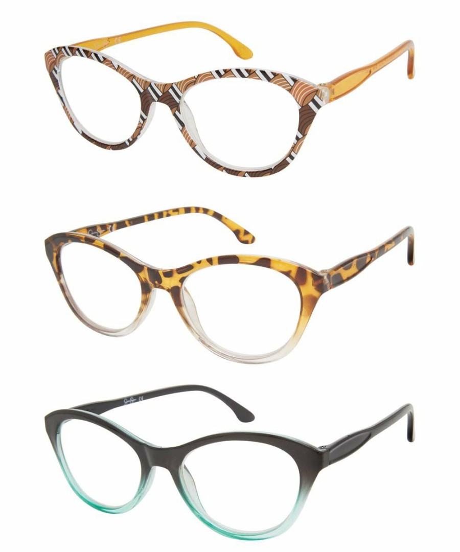 Women * | Discount Jessica Simpson Black & Aqua Two-Tone Cat-Eye Readers Set For Women