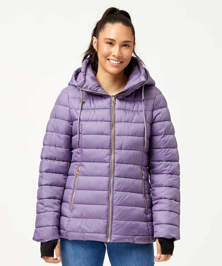 Women * | Buy Jessica Simpson Lavender Hooded Puffer Coat Women