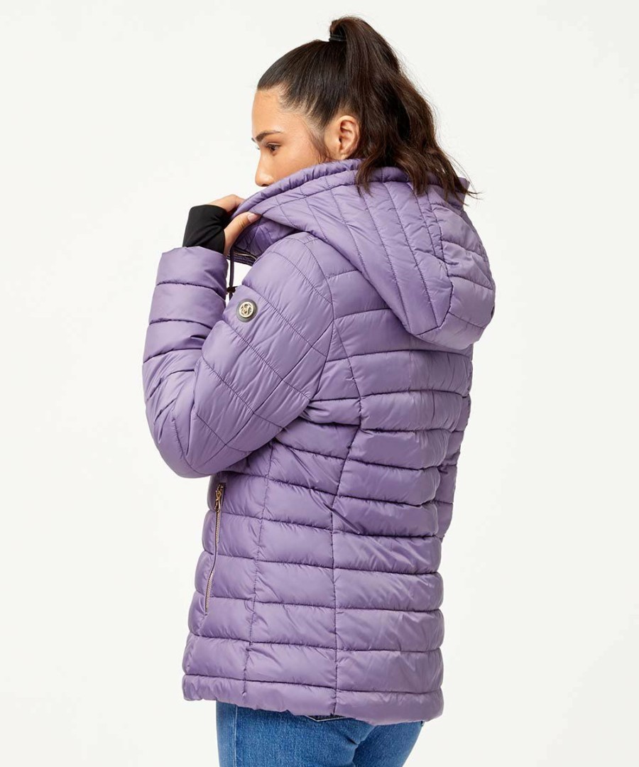 Women * | Buy Jessica Simpson Lavender Hooded Puffer Coat Women