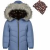 Women * | Best Reviews Of Jessica Simpson Blue Heavyweight Hooded Puffer Coat & Gray Animal-Ear Beanie Girls For Kids