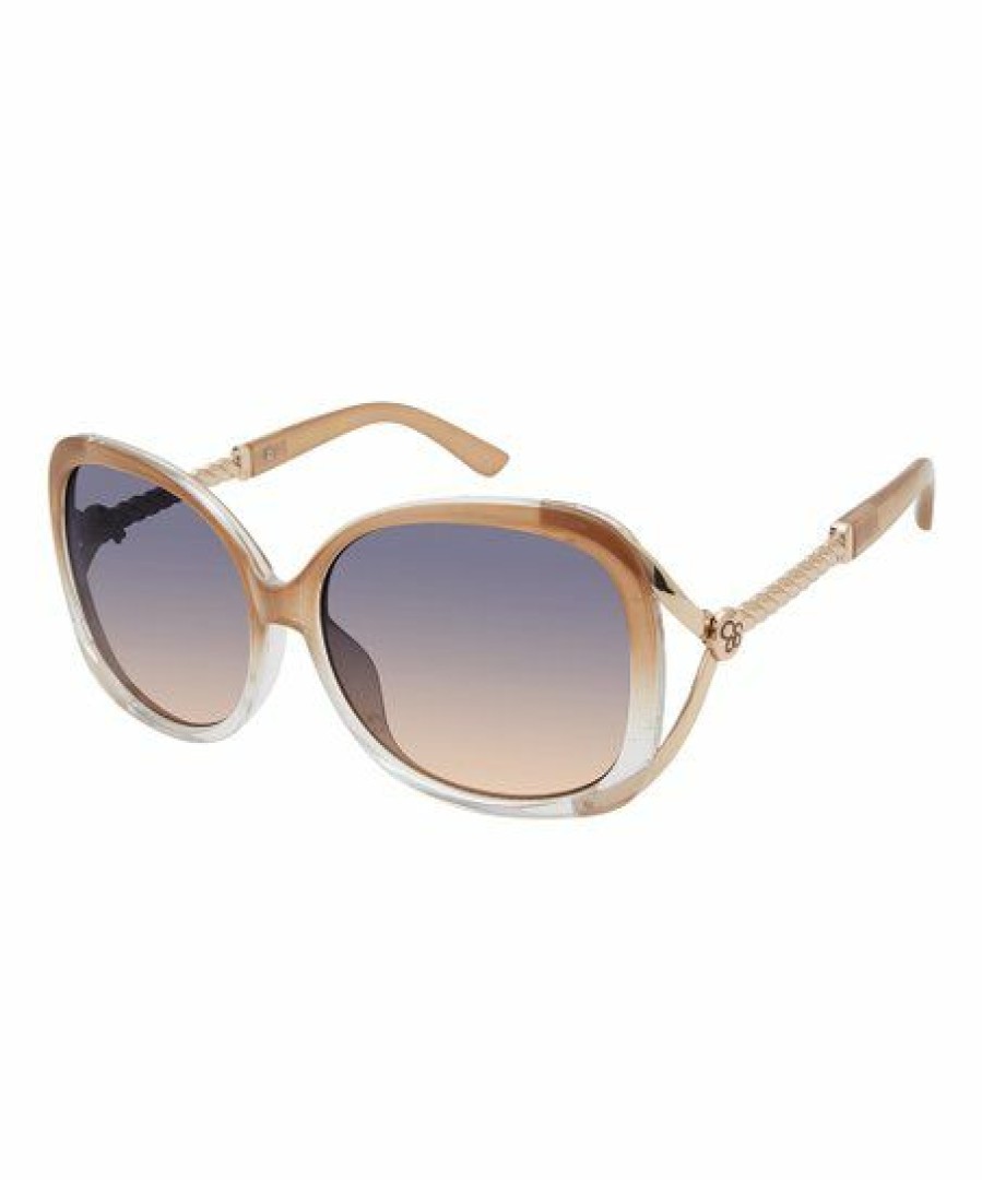 Women * | Flash Sale Jessica Simpson Goldtone & Crystal Oversize Sunglasses For Women