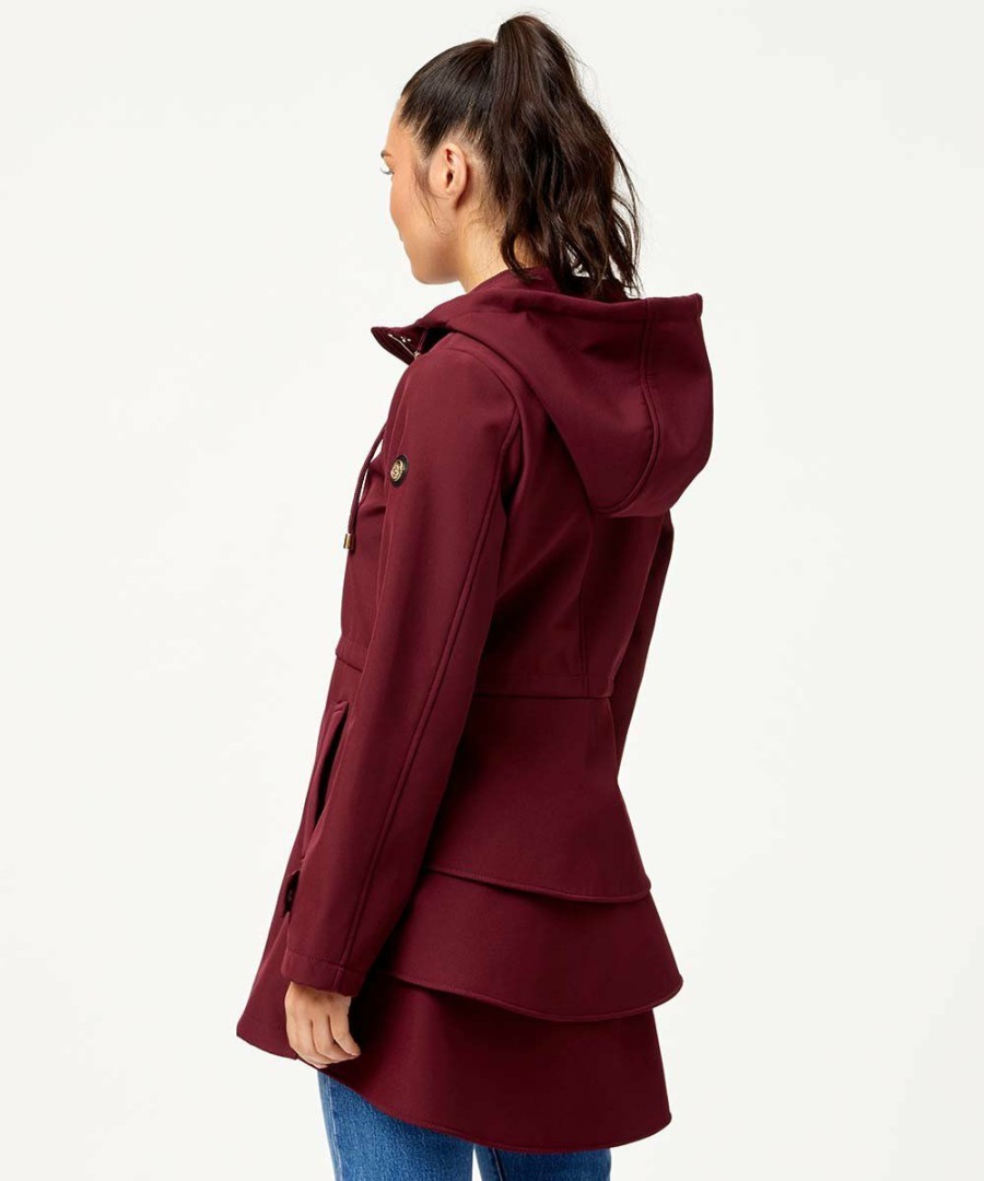 Women * | Outlet Jessica Simpson Merlot Hooded Ruffle-Back A-Line Anorak Women & Plus