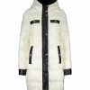 Women * | Budget Jessica Simpson Off-White & Black Hooded Puffer Parka Women & Plus