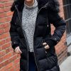 Women * | Best Pirce Jessica Simpson Black Faux Fur-Trim Long Puffer Coat Women & Plus