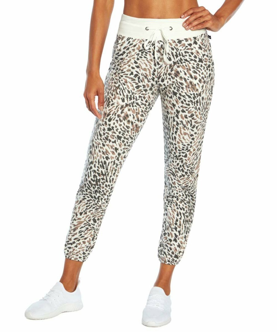 Women * | Buy Jessica Simpson White Animal-Print Felicity 27" Drawstring Joggers Women