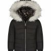 Women * | Best Sale Jessica Simpson Black Heavyweight Hooded Puffer Coat Girls For Kids