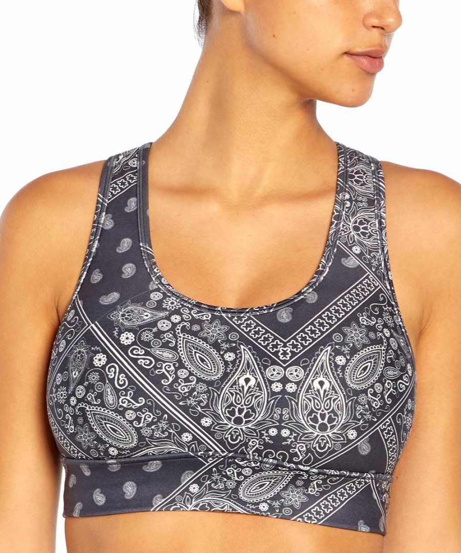 Women * | Coupon Jessica Simpson Periscope & White Bandana Mackenzie Sports Bra For Women