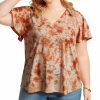 Women * | Buy Jessica Simpson Golden Tie-Dye Flutter-Sleeve Tee Plus For Womens Plus