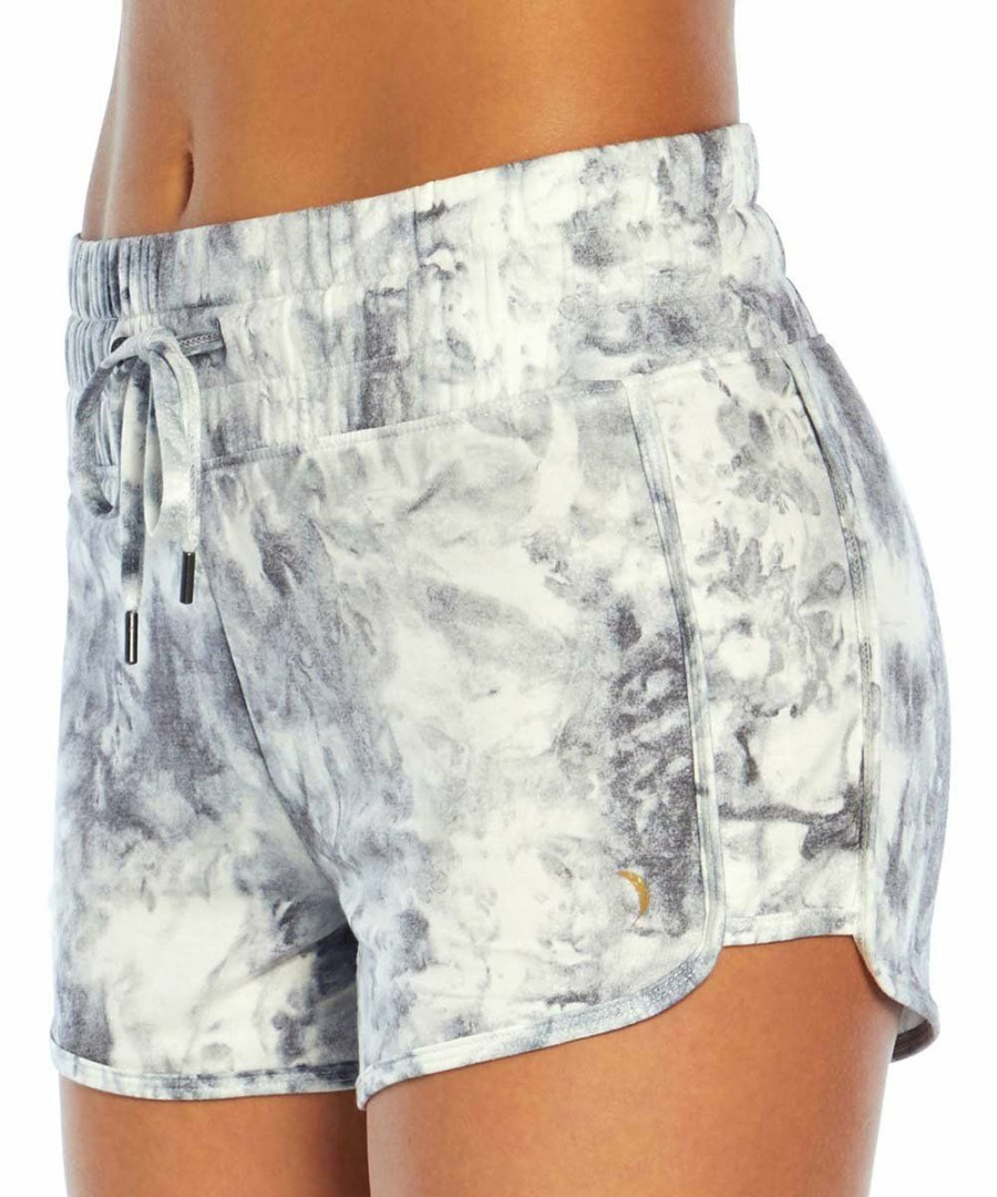 Women * | Best Reviews Of Jessica Simpson Black & White Tie-Dye Cory 3" Dolphin-Hem Drawstring Shorts Women