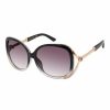 Women * | Hot Sale Jessica Simpson Black Crystal & Goldtone Vented Oversize Sunglasses For Women