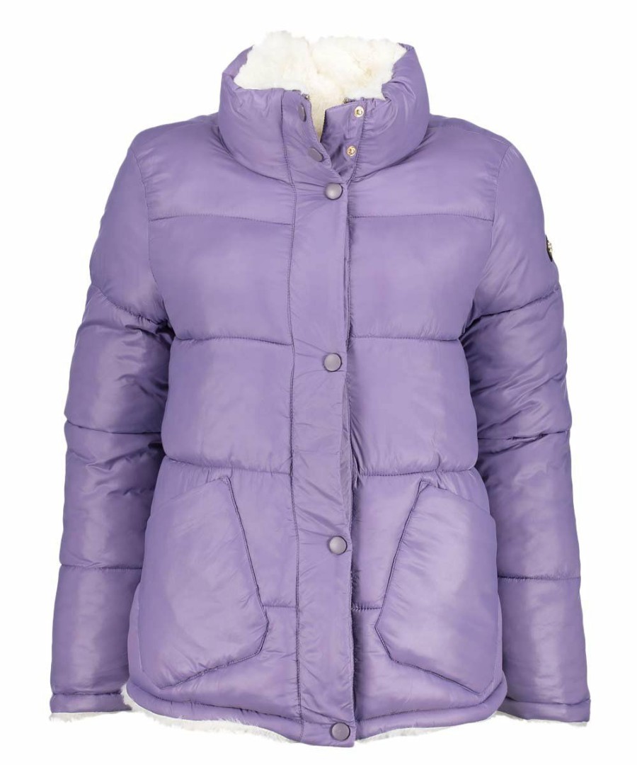 Women * | Top 10 Jessica Simpson Lavender Sherpa Reversible Puffer Coat Women