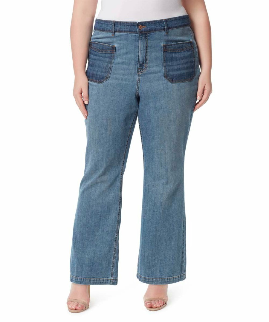 Women * | New Jessica Simpson Blue Overcast Wide-Leg Jeans Plus For Women