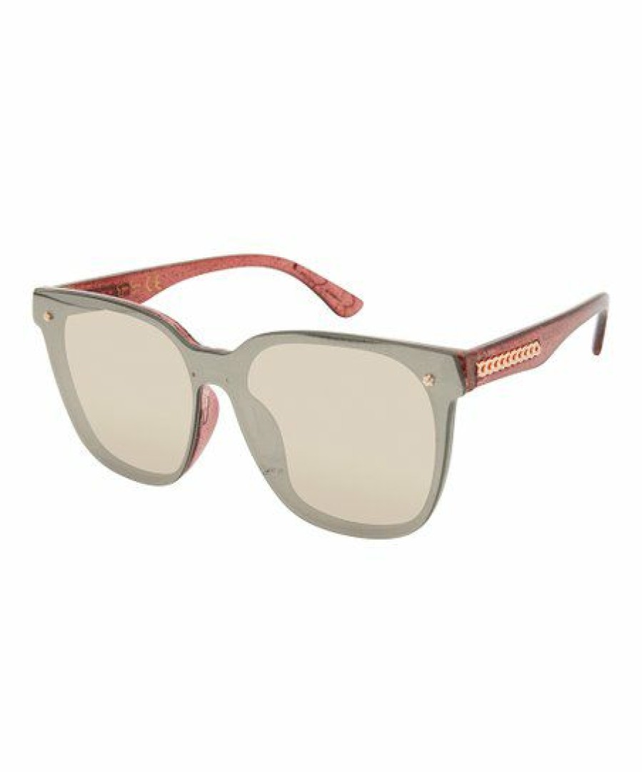 Women * | Wholesale Jessica Simpson Rose Glitter & Gray Glitter-Accent Square Sunglasses For Women