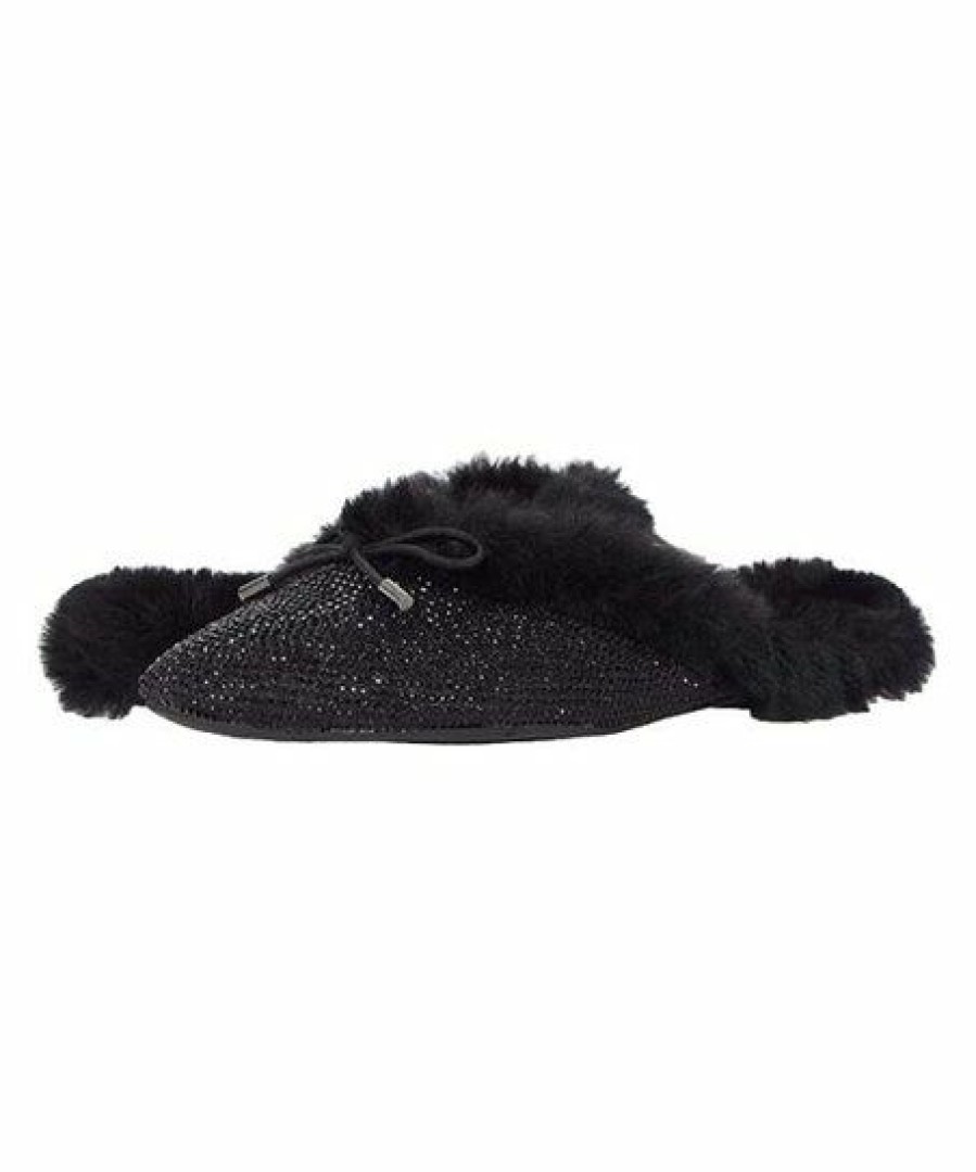 Women * | Best Pirce Jessica Simpson Black Sparkle Faux Fur-Lined Tracee Mule Women