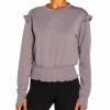 Women * | Best Pirce Jessica Simpson Heather Gray Ridge Eloise Ruffle Crewneck Top Women