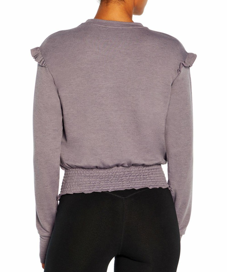 Women * | Best Pirce Jessica Simpson Heather Gray Ridge Eloise Ruffle Crewneck Top Women