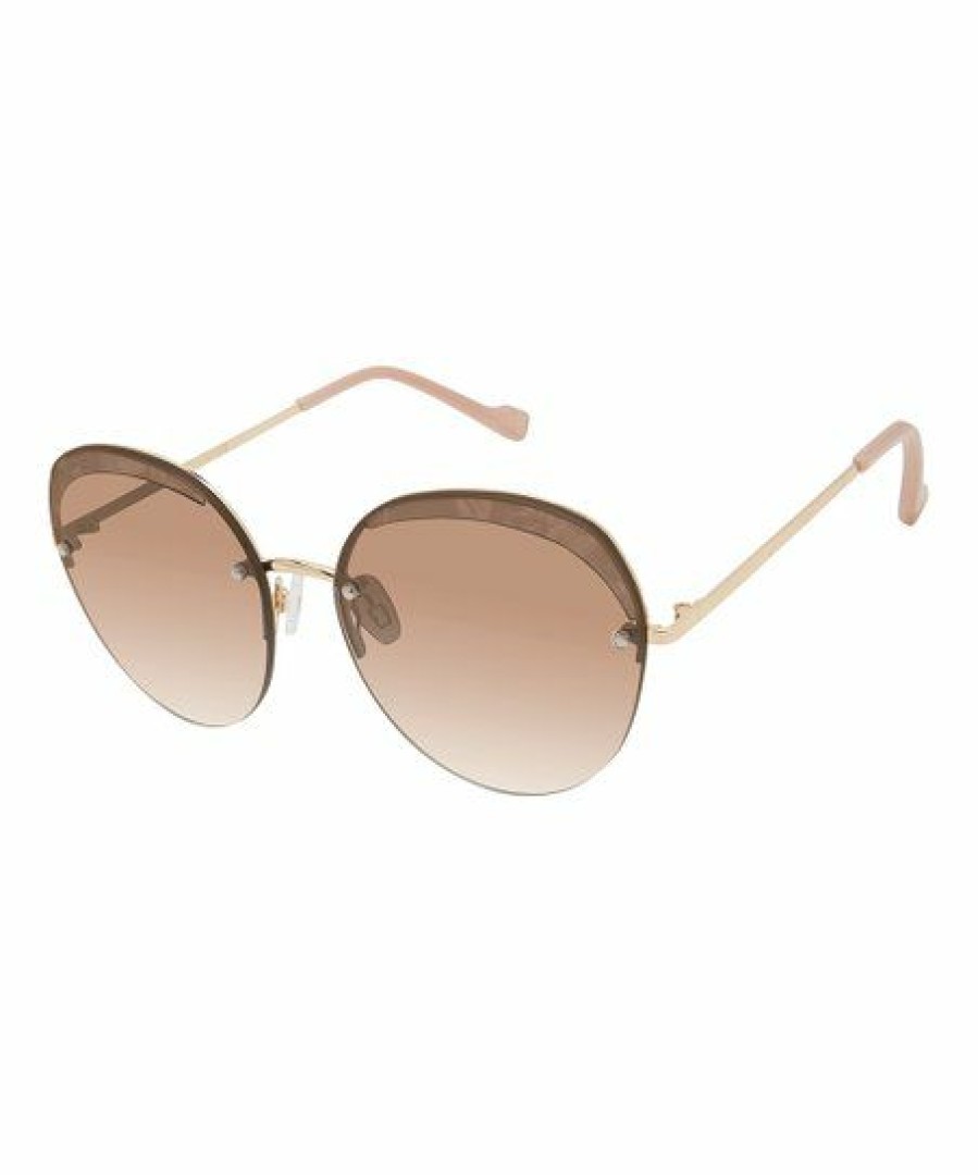 Women * | Promo Jessica Simpson Goldtone & Amber Round Sunglasses For Women