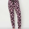 Women * | Flash Sale Jessica Simpson Jet Black & Pink Peonies Pajama Pants Women